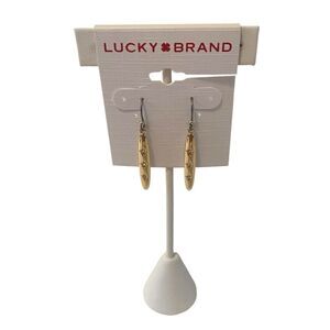 Bright Gold Tone Linear Drop Earrings w/ 3 Pave Crystals.